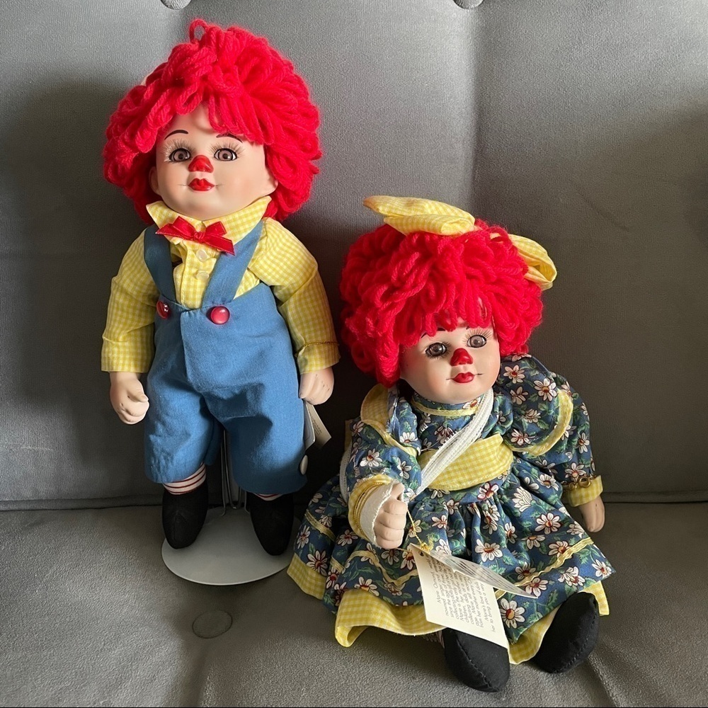 RAGGEDY ANN & ANDY BY MARIE OSMOND PORCELAIN DOLLS (ROSIE AND RAGS) 12"